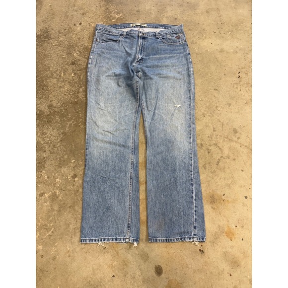 Harley Davidson Mens Blue Wash Denim Jeans Bootcut Casual Basic Comfort Size - Picture 4 of 8